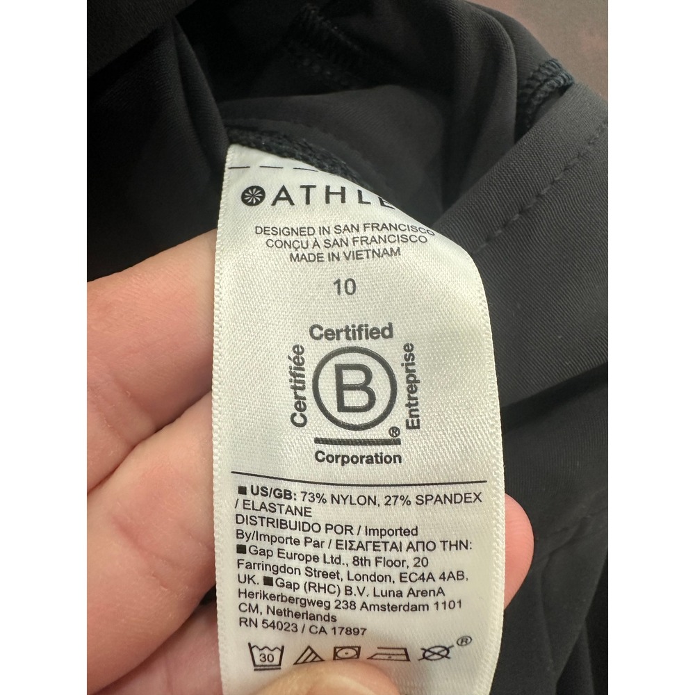 Athleta Brooklyn Wide Leg Crop Pants Black W 10 Side Zip High Rise Seam Front - Picture 4 of 10